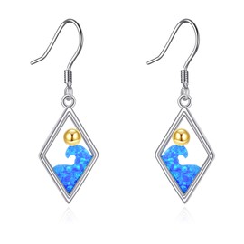 Ocean Wave Earrings Sterling Silver Opal Earrings Ocean Jewellery Beach Gifts for Women, Sterling Silver, No Gemstone