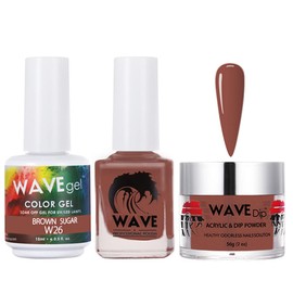 WAVEGEL Soak-Off Gel, Nail Lacquer & Acrylic/Dip Powder Matching Set - Simplicity Collection - #W26 Brown Sugar