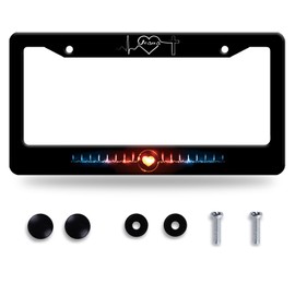 Jesus Heart Rate line License Plate Frame Christian Religious License Plate Frames Stainless Steel Accessories Cars Decor with 2 Holes and Screws Fits Standard US CA Vehicles Size 12.2 x 6 Inches