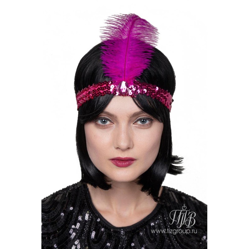 Luckygift 1920s Flapper Headband Ostrich Feather Headpiece Roaring 20's Party