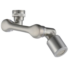 ROLYA 1080 Degree Rotating Faucet Extender Kitchen Sink Aerator Extension Brushed Nickel