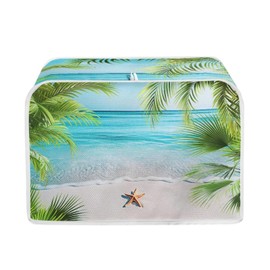 Wanzuoeng Starfish Beach Print Bread Maker Cover, Coconut Tree Print 4 Slice Toaster Oven Dust Cover, Small Kitchen Appliance Dust Protectors Anti Fingerprint Protector