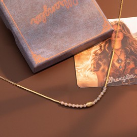 Montana West Wrangler Western Pendant Necklace for Women 14K Pink Natural Stone Necklace Fashion Dainty Jewelry WNS-1079PK