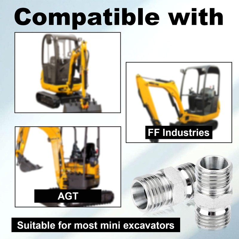 2pcs M14 to M14 Carbon Steel Fittings Adapters, Hydraulic Hose