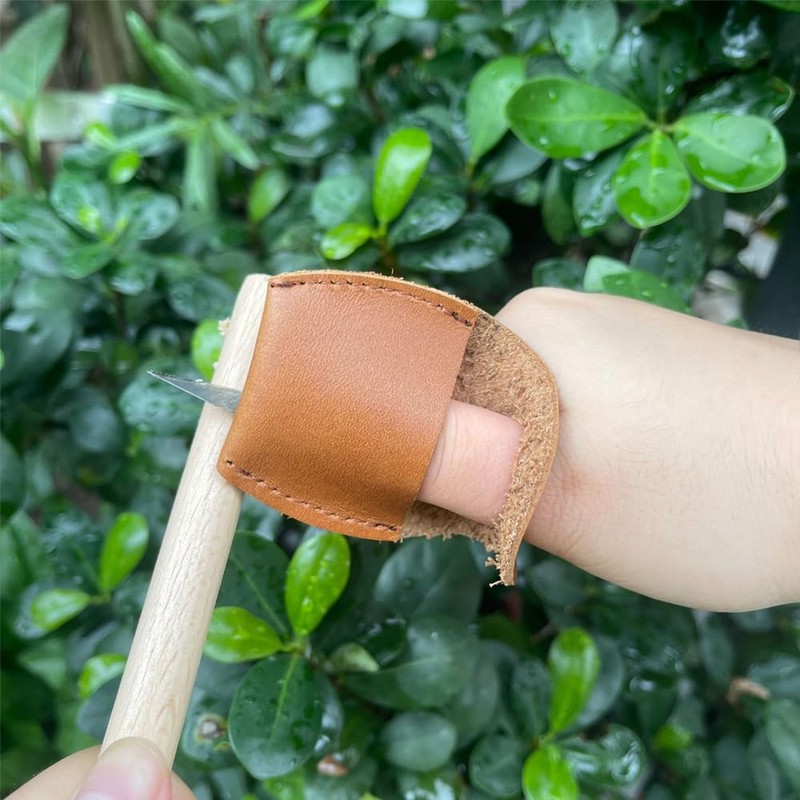 SEIWEI Black Thumb Leather Gloves Handmade Carpenter Wood Carving Finger