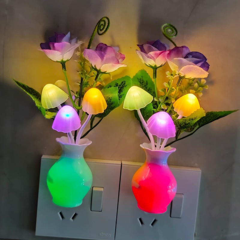 AUSAYE 4 Pack Plug in LED Night Light Sensor Rose