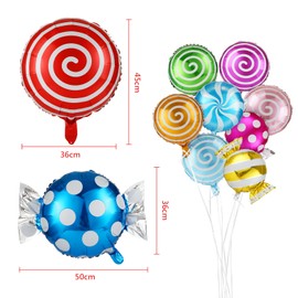 Kesote Birthday Balloons, Birthday Balloons, Candy Balloons, Set of 23, Mini Balloons, Aluminum, Lollipop, Cute, Colorful, Party