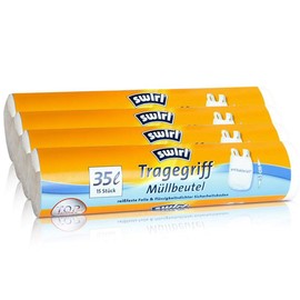 4 x Swirl Carry Handle Bin Liners 35 L (Pack of 15/Roll)