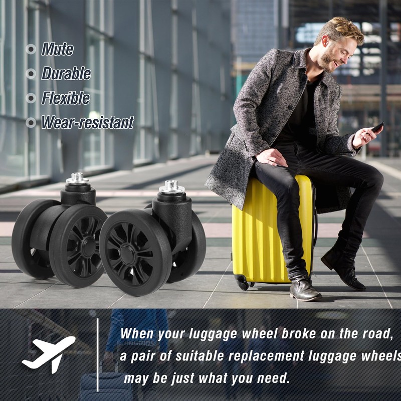 Zoofen Luggage Replacement Wheels 2 pcs Suitcase Replacement Wheels Wear-Resistant