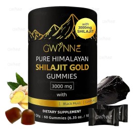 Gwynne Shilajit Gummies Puro Del Himalaya 85 Micronutrientes 3000mg Apto Para Hombres Y Mujeres 100 Natural Orgnico 60 Gommies                        