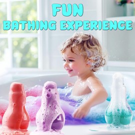 Bath Bombs Magic Potion - 3 Colours Bath Additive Children, Non-Toxic and Colourful Bath Foam, Scented of Watermelon, Jasmine and Lavender, Scientific and Educational Bath Bombs for Children, 180 g
