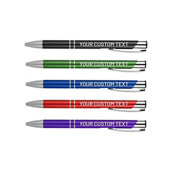Bulk Personalized Pens Custom Engraved Ballpoint Pens (100 Pens, Blue)
