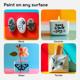 ARTISTRO 2 Black Acrylic Paint Pens, Acrylic Paint Markers Dual Tip (Brush + Fine 1 mm), Acrylic Markers for Fabric, Canvas, Rock, Glass, Wood, Paper, DYI, Paint Markers for Kids and Adults