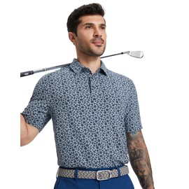 M MAELREG Golf Shirts for Men Dry Fit Print Performance Lightweight Collared Casual Mens Polo Shirts Short Sleeve