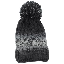 Atano Mens Chunky Knit 2Tone Bobble Hat Grey
