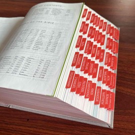 Reposition Large Text Bible Tabs, Contrast Color Bible Stickers for Women and Men, Easy to Read and Apply Bible Journaling Tabs (Torch Red)