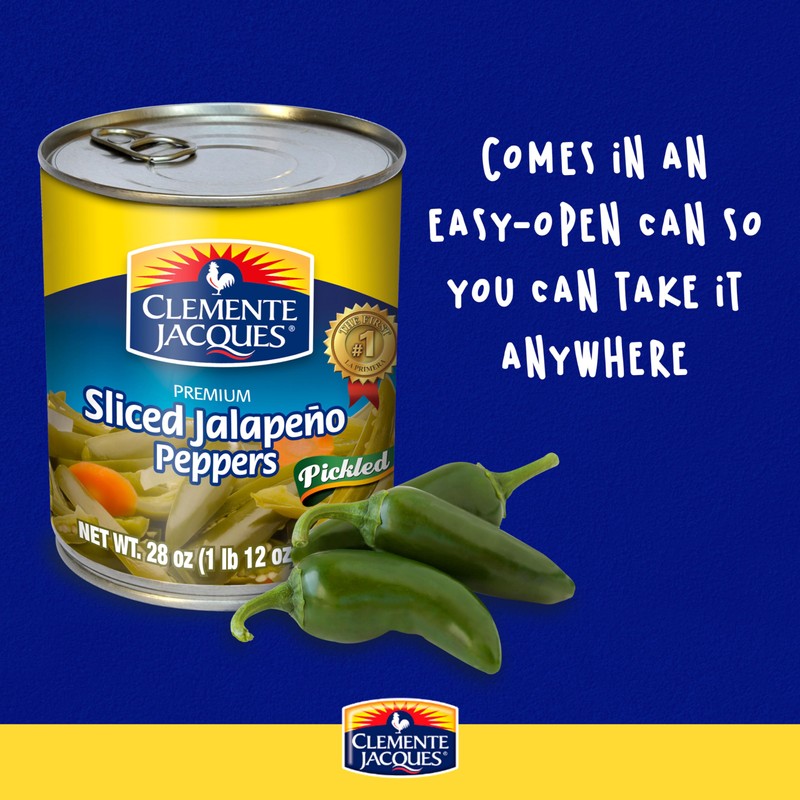 Clemente Jacques Sliced Jalapeño Peppers, 28 oz (Pack of 12)