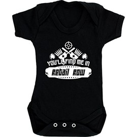 Hippowarehouse You'll Find Me in Retail Row Baby Vest Bodysuit (Short Sleeve) Boys Girls Black