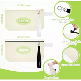 GeJoy 100 PACK! Blank Canvas Cosmetic Bags, Bulk Lot Heat Transfer Sublimation Makeup