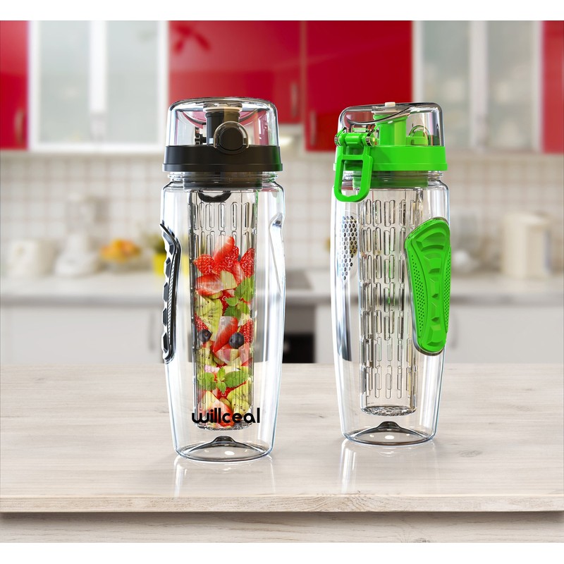 willceal Fruit Infuser Water Bottle 32oz Durable, Large - BPA
