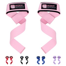 Fitness Weight Lifting Straps Anti Slip Gym Powerlifting Deadlifting Bodybuilding Workout Strength Training Hand Bar Grips Neoprene Gel padded Wrist Support Unisex Men Women (Pink)