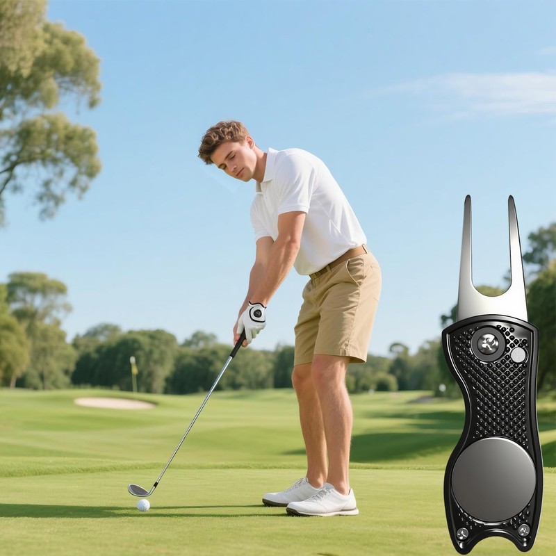 Oitifiton Golf Divot Repair Tool with Magnetic Ball Marker Metal