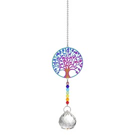 Window Hanging Crystal Suncatcher Chakra Beads Tree of Life Chain Sphere Chandelier Lamps Light Pendant Curtain Wedding Decoration Gift