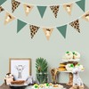 Jungle Safari1st Birthday Pennant Banner Flag Sage Green Giraffe Printed