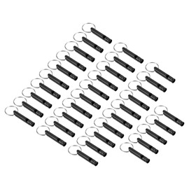 PATIKIL Emergency Whistles, 35 Pack Safety Whistle with Keychain Aluminum Loud Sound Outdoor Survival Whistle for Camping Hiking Hunting, Black