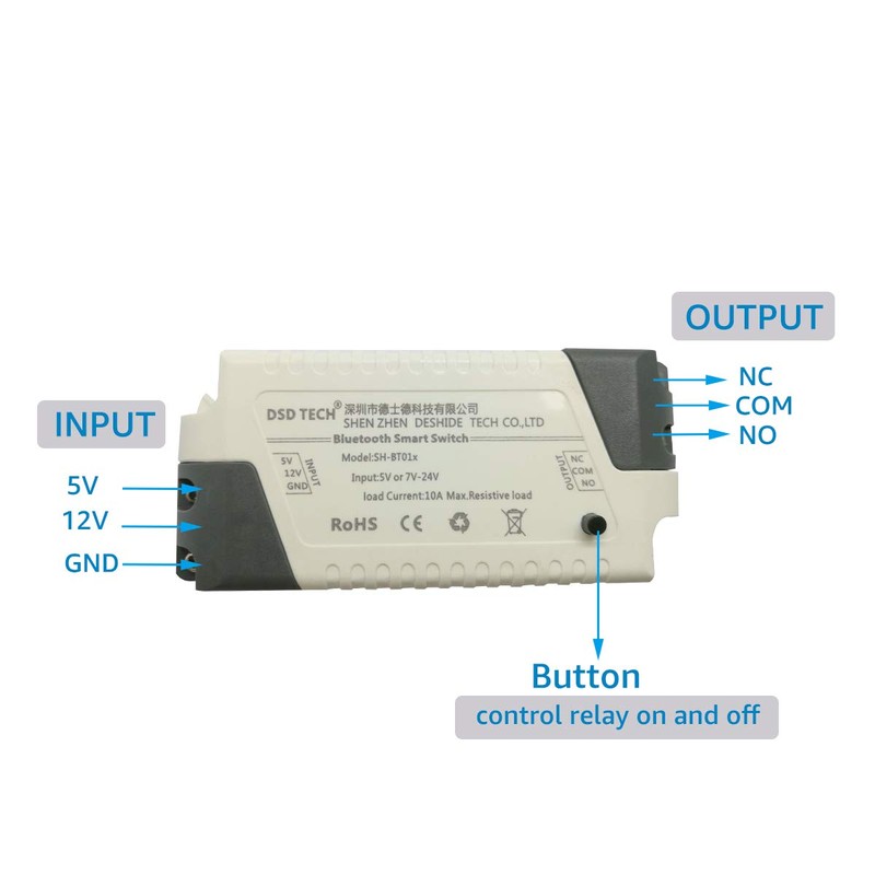 DSD TECH SH-BT01C Bluetooth Relay V2 Support Timer and Security