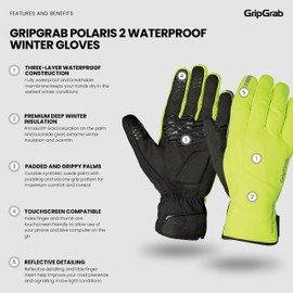 GripGrab Polaris 2 Waterproof Winter Cycling Gloves Padded Thermal Lined Road MTB Gravel Bike Bicycle Rain Glove Long