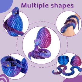 nnOuOnn 3D Printed Snake in Egg 3D Printed Fidget Mini Animals Toy Articular Mobility Toys for Adults and Kids Articulated Flexible Snake Statue Decor for Easter Eggs and New Year Gifts (Purple)