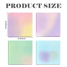 BAYTORY 200 Sheets Glitter Transparent Sticky Notes, 3 x 3 Clear Memo Pads, Waterproof Self-Stick Note, See Through Aesthetic Self-Adhesive Note for Bible Accessories (Multicolor Gradient)