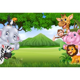 Yeele 7x5ft Jungle Safari Backdrop Photography Background Cartoon Zoo Animals Backdrops Kids Boy Girl Newborn Birthday Baby Shower Party Decoration Photo Booth Shoot Vinyl Studio Props
