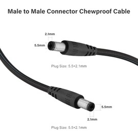 KSK Armored Trail Camera to Solar Panel Power Cord for Solar Panel Connector, 5.5x2.1 to 5.5x2.1 Male DC Plug,39in/1m Length, 2 Pack