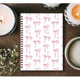 KDHTY Pink Coquette Bow Spiral Notebook, Preppy Girly Aesthetic Journal Preppy Gifts for Women, Cute Notebook for Teen Girls Women,Cute School Supplies,Coquette Stuff Trendy Hardcover Spiral Notebook 5.5x8.3