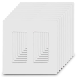 ABBOTECH 2-Gang Screwless Decorator Wall Plates, Child Safe Standard Size Outlet Cover, Unbreakable Polycarbonate Thermoplastic, White,10 Pack,UL Listed