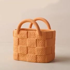 Ceramic Vase, Small Modern Flower Vase for Home Decor, Handbag Collection Creative Ceramic Floral Vase for Centerpieces, Flower Arrangement Decoration Shooting Props (Orange)