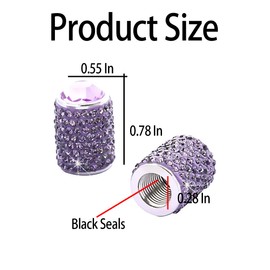 zipelo Bling Valve Stem Caps, 4 Pack Crystal Rhinestone Car Tire Valve Covers, Dustproof Stem Cap for Auto Wheel, Sparkling Tire Air Valves Cover, Universal for Most Vehicles (Purple)