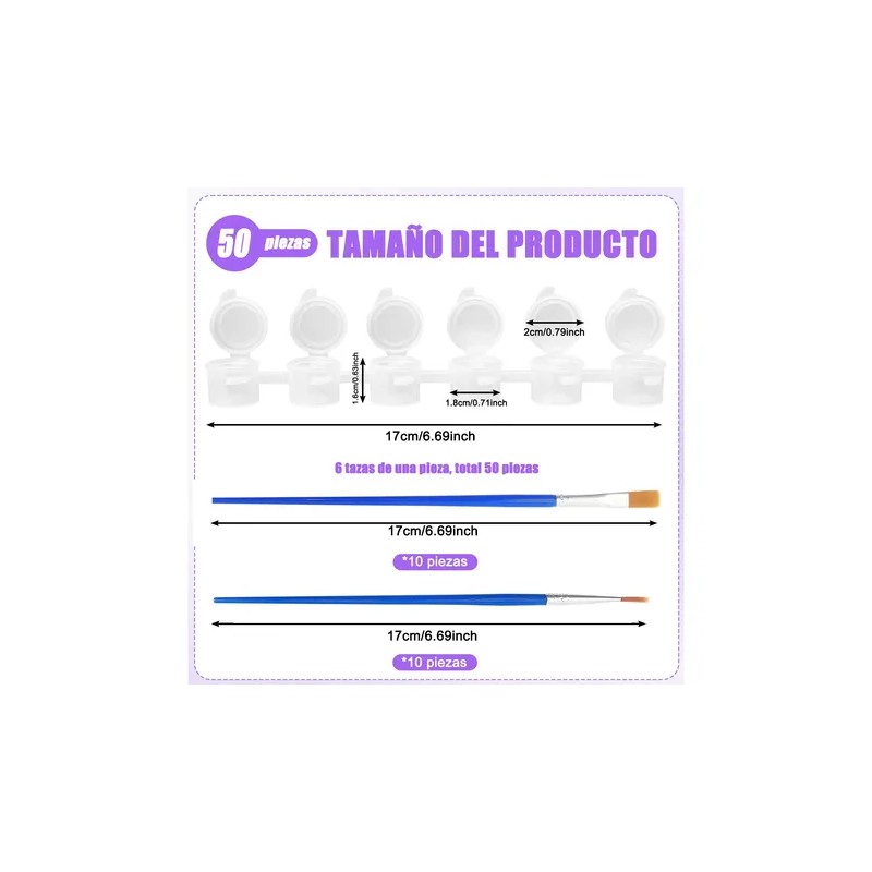 6pcs 5ml 50 Tiras De Pintura Vacías, Botes Tazas De