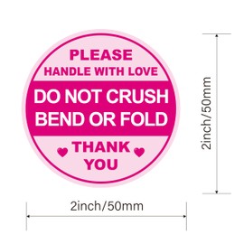 Do Not Crush Bend or Fold Sticker,2inch 300pcs Pink Cute Do Not Crush Shipping Sticker for Envelops Mailing