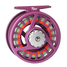 Maxcatch TINO Fly Fishing Reel, Large Arbor Trout Fly Reel: 3/4,5/6,7/8 Weight (Reel with Line Pre-loaded (Purple), 7/8wt)