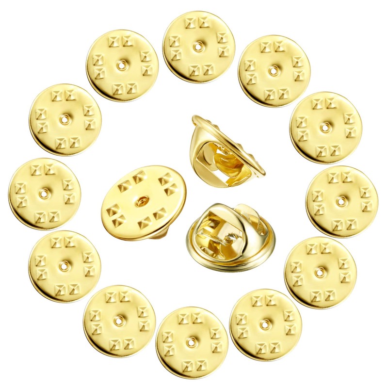 Brass Clutch Badge Insignia Clutches Pin Backs Replacement (Gold, 50