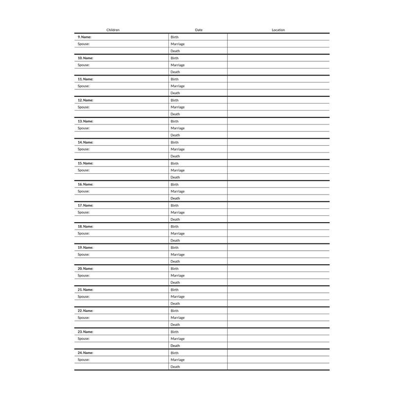 Blank Two-Sided Family Group Sheets for Genealogists (7-Pack) | Archival-Quality