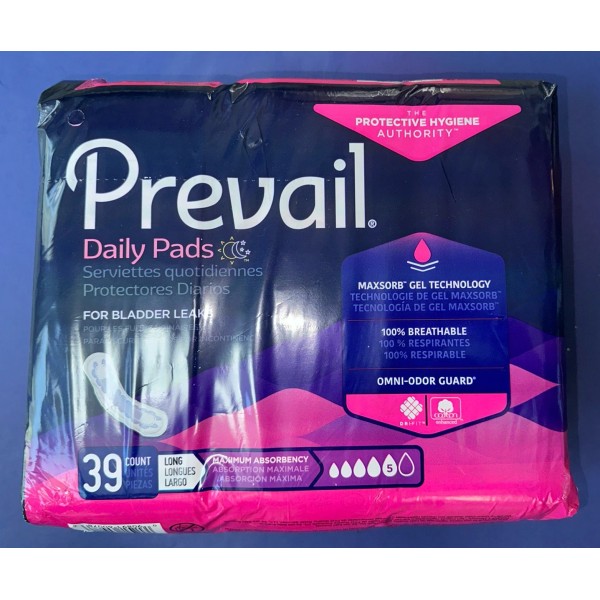 First Quality Prevail Incontinence Bladder Maximum Absorbency Control Pads, Long,