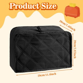 XLIUAX Toaster Cover, Toaster Cover 2 Slice Toasters Covers 4 Slice Small Appliance Covers Hiding for Bread Machine Bread Maker Protector Cotton Quilted Appliance Protector Universal (Black)