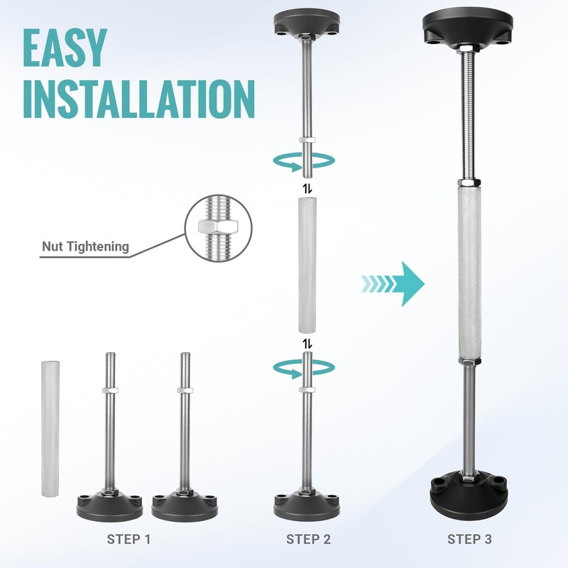2 Pcs Undermount Sink Brackets, Heavy Duty Adjustable Support Pole,