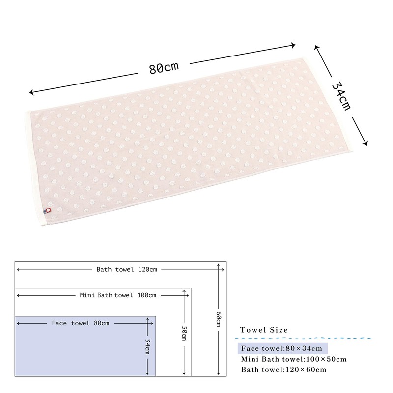 Imabari Towel Brand Face Towel, Petite Dot, 13.4 x 31.5