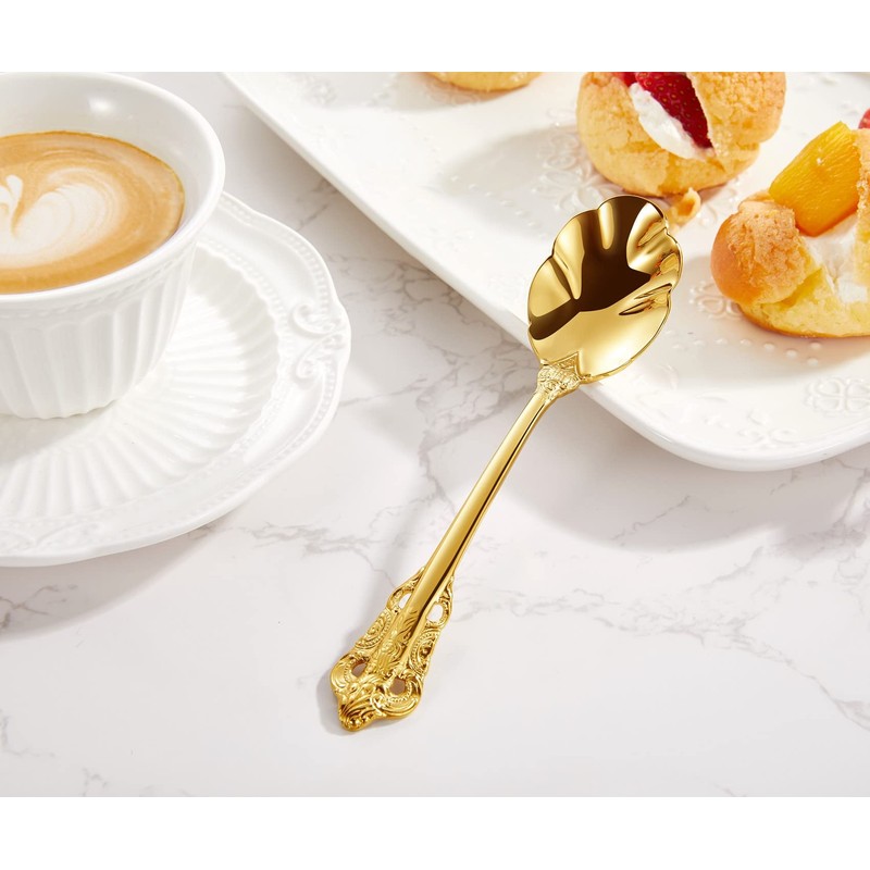 KEAWELL Premium 4-Piece 6" Tea Spoon Set, 18/10 Stainless Steel,