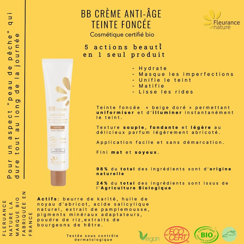 BB Cream Antiatik, Dark Colour, 40 ml, Organic